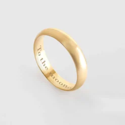 Hot HappyBulle Bague alliance bombée personnalisée plaqué or 4 mm Plaqué or 18k