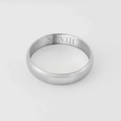 Clearance HappyBulle Bague alliance bombée personnalisée argent 4 mm Argent rhodié 925