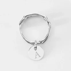 Clearance HappyBulle Bague chaine maille large argent personnalisée médaille gravée 10 mm Argent rhodié 925