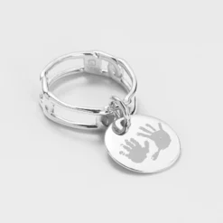 Hot HappyBulle Bague chaine maille large argent personnalisée médaille gravée 15 mm Argent rhodié 925