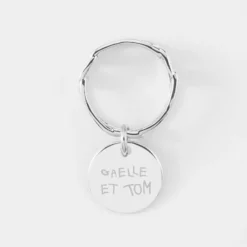 Hot HappyBulle Bague chaine maille large argent personnalisée médaille gravée 15 mm Argent rhodié 925