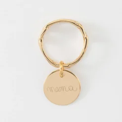 Discount HappyBulle Bague chaine maille large plaqué or personnalisée médaille gravée 15 mm Plaqué or 18k