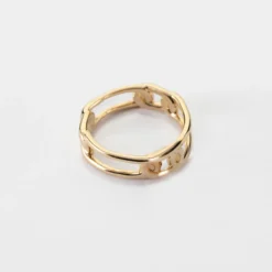New HappyBulle Bague chaine maille large plaqué or Plaqué or 18k