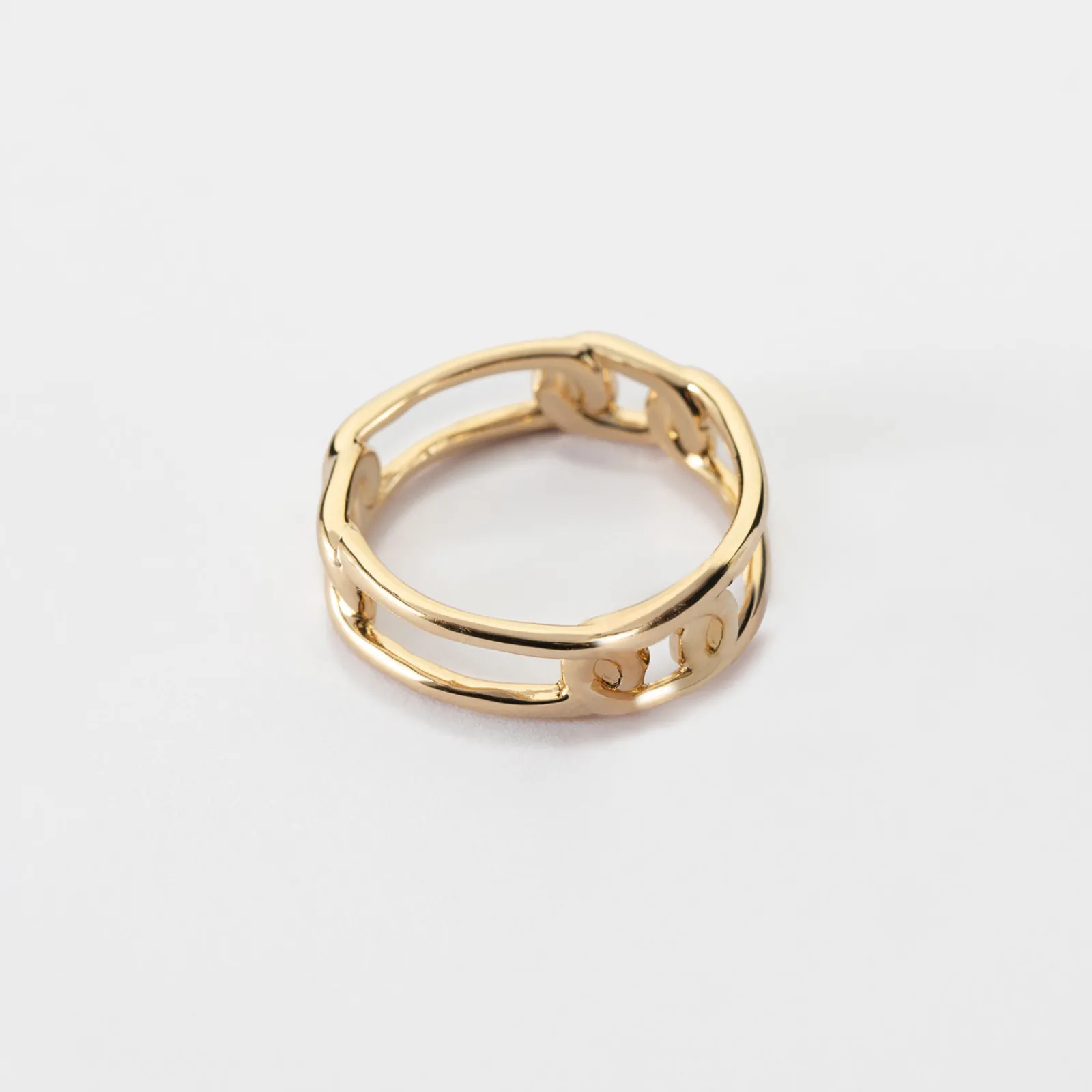 New HappyBulle Bague chaine maille large plaqué or Plaqué or 18k