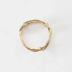 New HappyBulle Bague chaine maille large plaqué or Plaqué or 18k