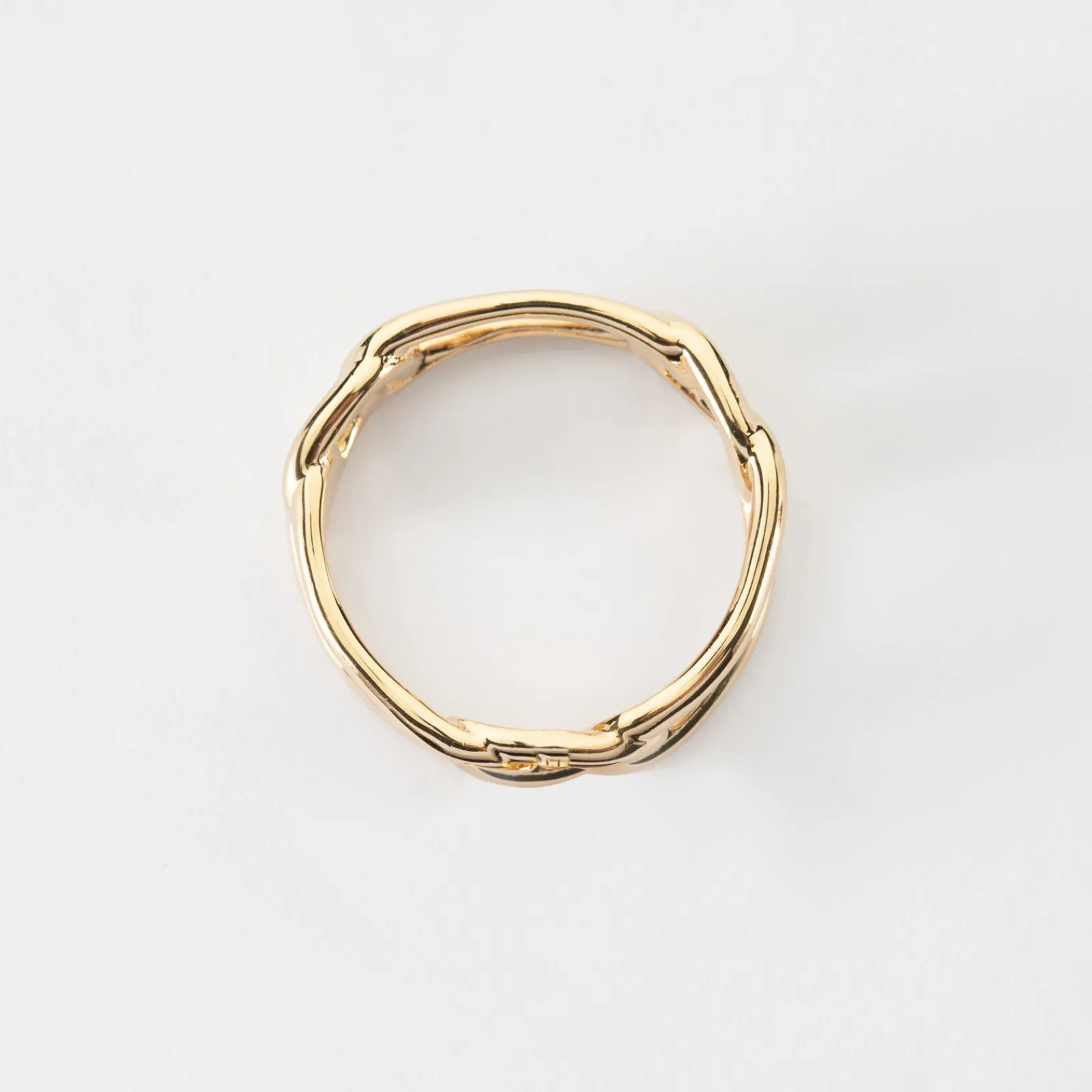 New HappyBulle Bague chaine maille large plaqué or Plaqué or 18k