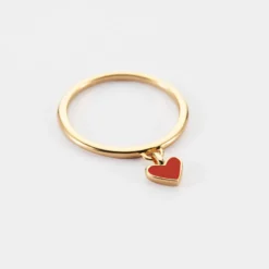 Discount HappyBulle Bague coeur émail rouge plaqué or