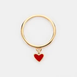 Discount HappyBulle Bague coeur émail rouge plaqué or
