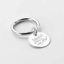 Best HappyBulle Bague EVJF jonc argent personnalisée médaille gravée 15 mm Argent rhodié 925