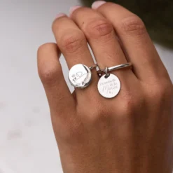 Best HappyBulle Bague EVJF jonc argent personnalisée médaille gravée 15 mm Argent rhodié 925