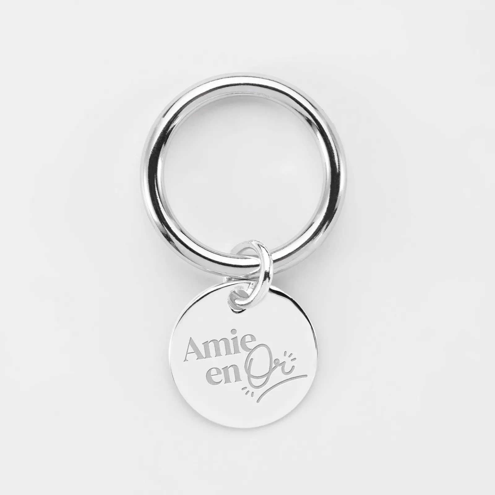 Best HappyBulle Bague EVJF jonc argent personnalisée médaille gravée 15 mm Argent rhodié 925