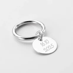 Best HappyBulle Bague EVJF jonc argent personnalisée médaille gravée 15 mm Argent rhodié 925