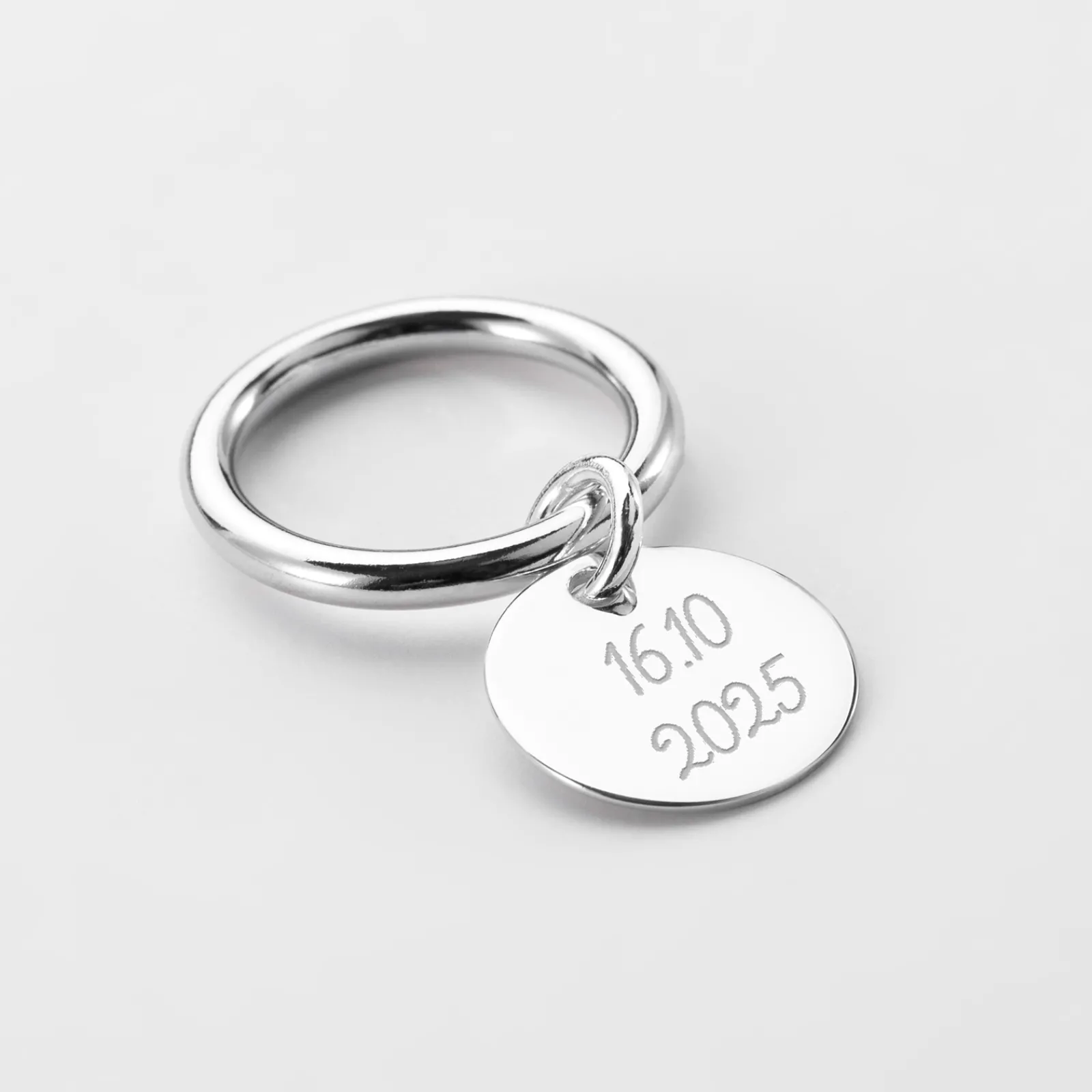 Best HappyBulle Bague EVJF jonc argent personnalisée médaille gravée 15 mm Argent rhodié 925