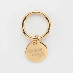 HappyBulle Bague EVJF jonc plaqué or personnalisée médaille gravée 15 mm Plaqué or 18k