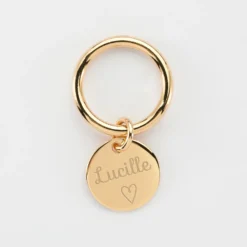 HappyBulle Bague EVJF jonc plaqué or personnalisée médaille gravée 15 mm Plaqué or 18k