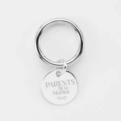 Hot HappyBulle Bague Famille des mariés jonc argent personnalisée médaille gravée 15 mm Argent rhodié 925