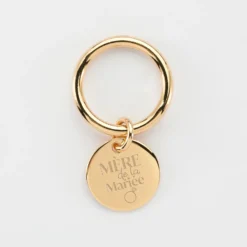 New HappyBulle Bague Famille des mariés jonc plaqué or personnalisée médaille gravée 15 mm