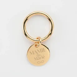 New HappyBulle Bague Famille des mariés jonc plaqué or personnalisée médaille gravée 15 mm