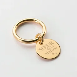 New HappyBulle Bague Famille des mariés jonc plaqué or personnalisée médaille gravée 15 mm