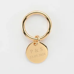 New HappyBulle Bague Famille des mariés jonc plaqué or personnalisée médaille gravée 15 mm