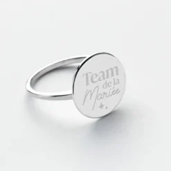 Online HappyBulle Bague Famille des mariés plateau personnalisée argent médaille gravée 15 mm Argent rhodié 925