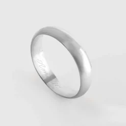 HappyBulle Bague homme alliance bombée personnalisée argent 4 mm Argent rhodié 925