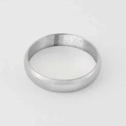 HappyBulle Bague homme alliance bombée personnalisée argent 4 mm Argent rhodié 925