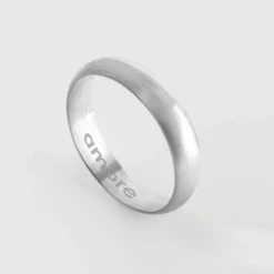 HappyBulle Bague homme alliance bombée personnalisée argent 4 mm Argent rhodié 925
