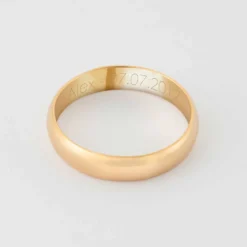 Sale HappyBulle Bague homme alliance bombée personnalisée plaqué or 4 mm Plaqué or 18k