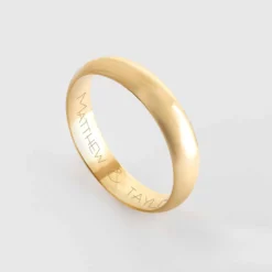 Sale HappyBulle Bague homme alliance bombée personnalisée plaqué or 4 mm Plaqué or 18k