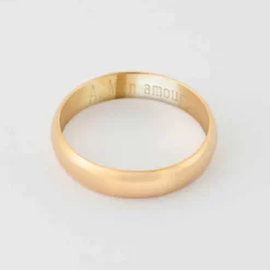 Sale HappyBulle Bague homme alliance bombée personnalisée plaqué or 4 mm Plaqué or 18k