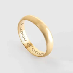 Sale HappyBulle Bague homme alliance bombée personnalisée plaqué or 4 mm Plaqué or 18k