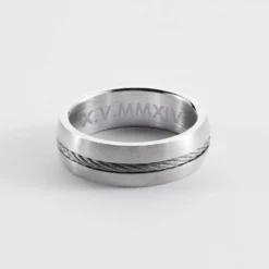 Clearance HappyBulle Bague homme personnalisée acier câble