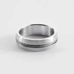 Clearance HappyBulle Bague homme personnalisée acier câble