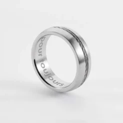 Clearance HappyBulle Bague homme personnalisée acier câble