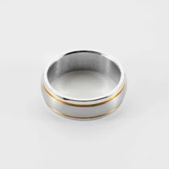 Hot HappyBulle Bague homme ruban doré personnalisée acier 7 mm