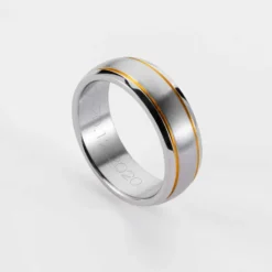 Hot HappyBulle Bague homme ruban doré personnalisée acier 7 mm