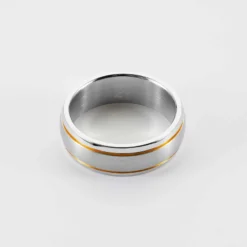Hot HappyBulle Bague homme ruban doré personnalisée acier 7 mm