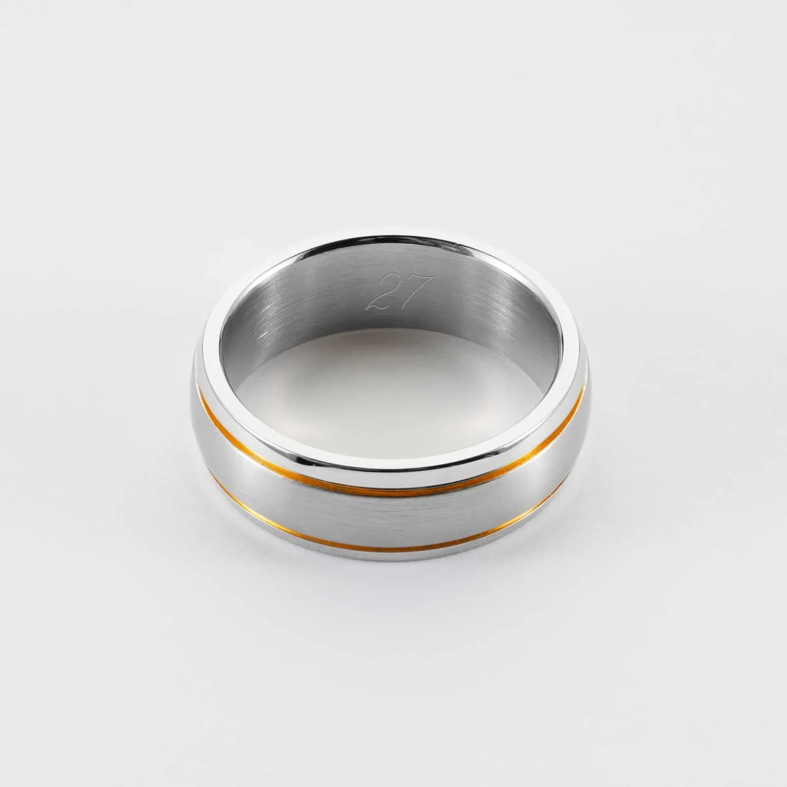 Hot HappyBulle Bague homme ruban doré personnalisée acier 7 mm