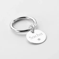 Sale HappyBulle Bague jonc argent personnalisée médaille gravée 15 mm Argent rhodié 925