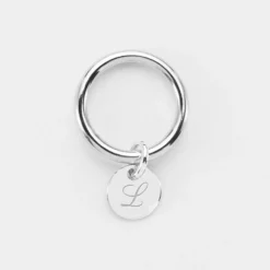 Hot HappyBulle Bague jonc argent personnalisée médaille gravée initiale 10 mm Argent rhodié 925