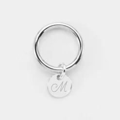Hot HappyBulle Bague jonc argent personnalisée médaille gravée initiale 10 mm Argent rhodié 925