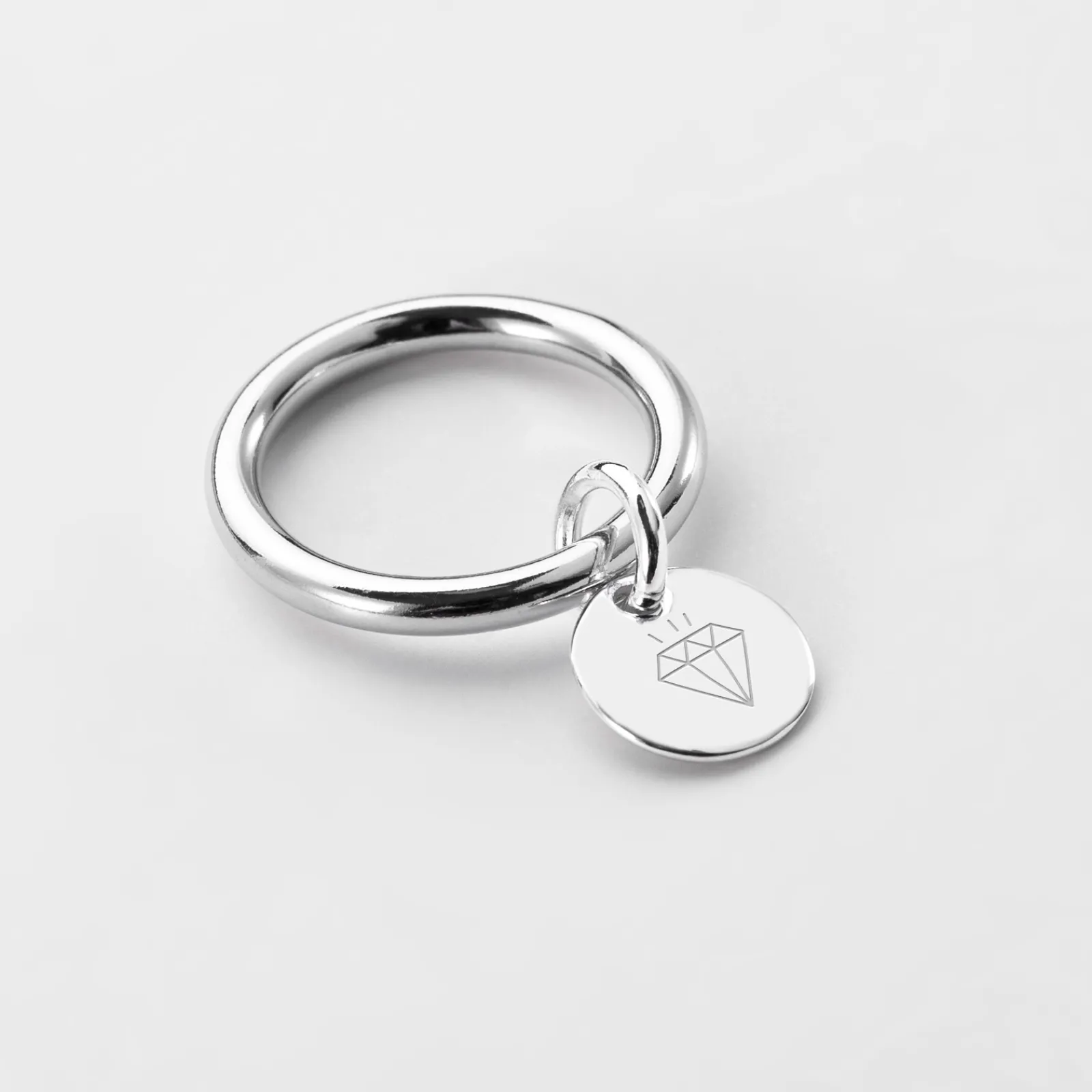 Hot HappyBulle Bague jonc argent personnalisée médaille gravée initiale 10 mm Argent rhodié 925
