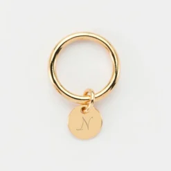 Sale HappyBulle Bague jonc plaqué or personnalisée médaille gravée initiale 10 mm Plaqué or 18k