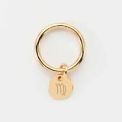 Sale HappyBulle Bague jonc plaqué or personnalisée médaille gravée initiale 10 mm Plaqué or 18k