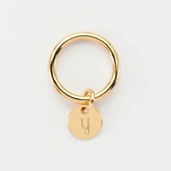 Sale HappyBulle Bague jonc plaqué or personnalisée médaille gravée initiale 10 mm Plaqué or 18k