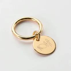 Discount HappyBulle Bague jonc plaqué or personnalisée médaille gravée 15 mm Plaqué or 18k