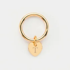 Hot HappyBulle Bague jonc plaqué or personnalisée médaille gravée initiale coeur 10 mm Plaqué or 18k