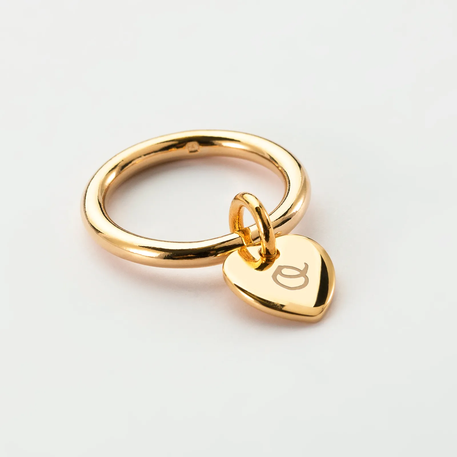 Hot HappyBulle Bague jonc plaqué or personnalisée médaille gravée initiale coeur 10 mm Plaqué or 18k