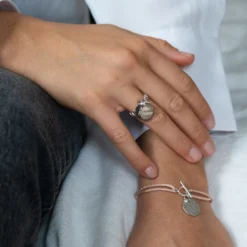 HappyBulle Bague Mariée chaine maille ronde argent personnalisée médaille gravée 15 mm Argent rhodié 925